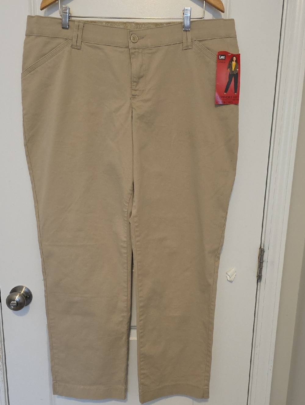 NWT Lee Comfort Fit Straight Leg Khaki Women's Pants Size 20W